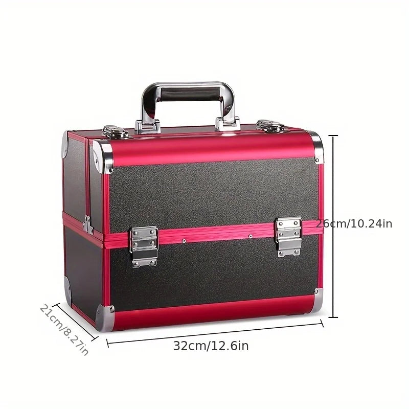 Valise esthétique professionnelle compacte noir et rouge