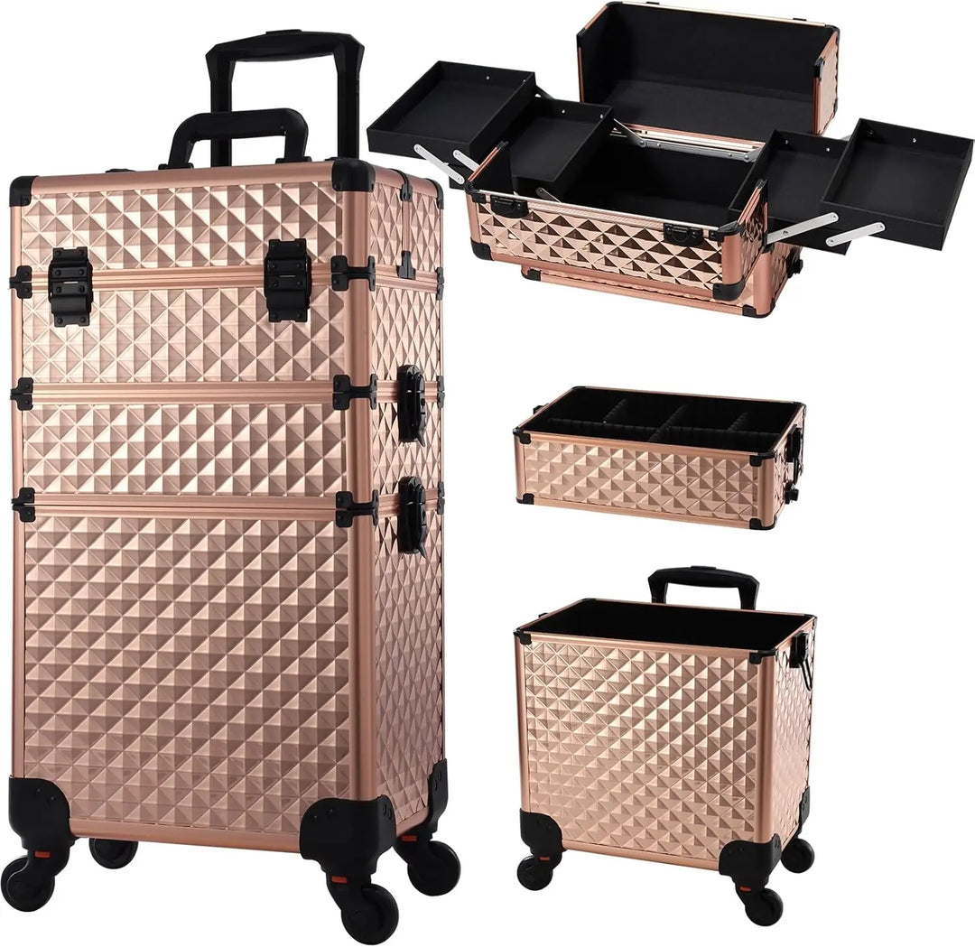 Valise manucure 3 en 1 rose gold pour les professionnels