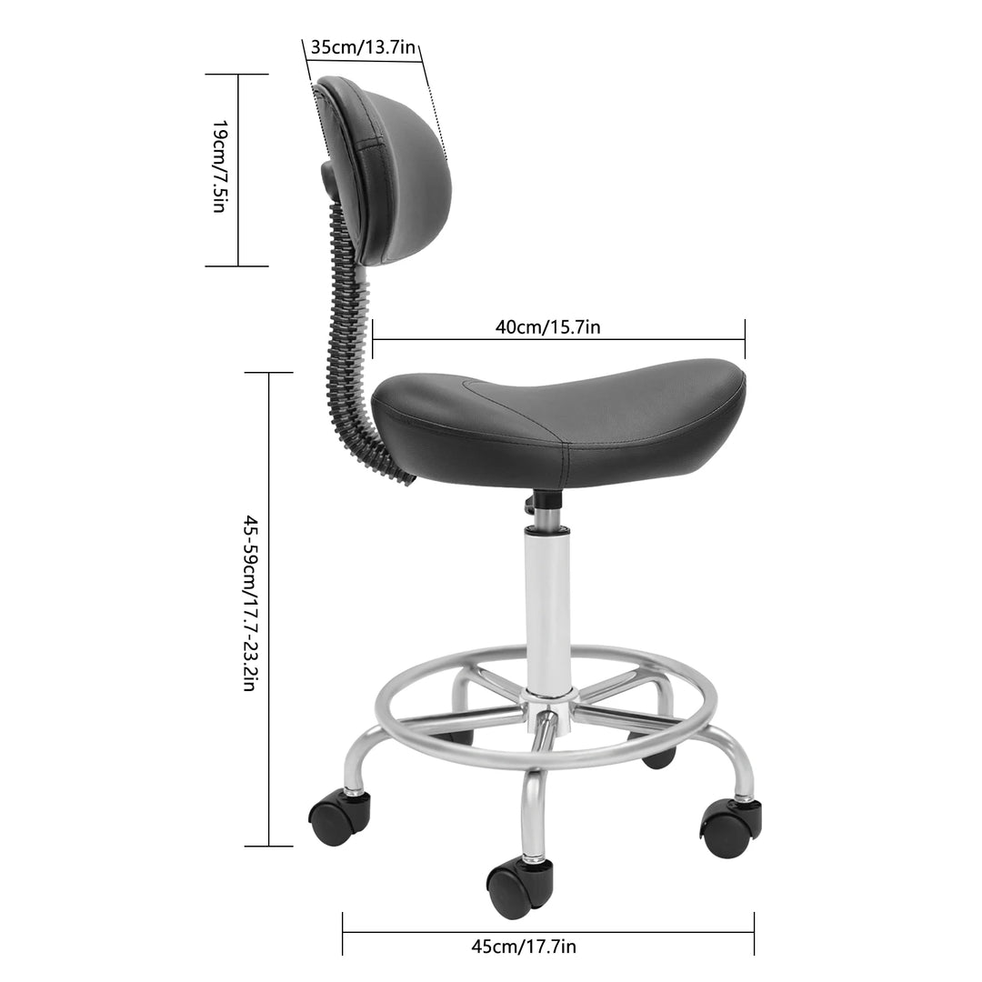 Chaise manucure noire pivotante avec dossier ergonomique