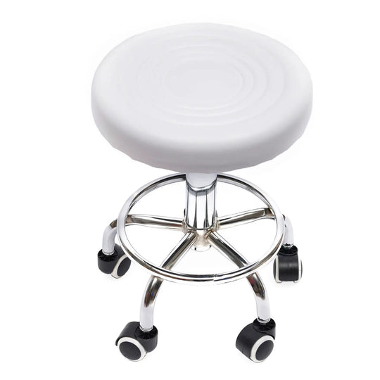 Tabouret blanc en cuir lisse pour salons de beauté