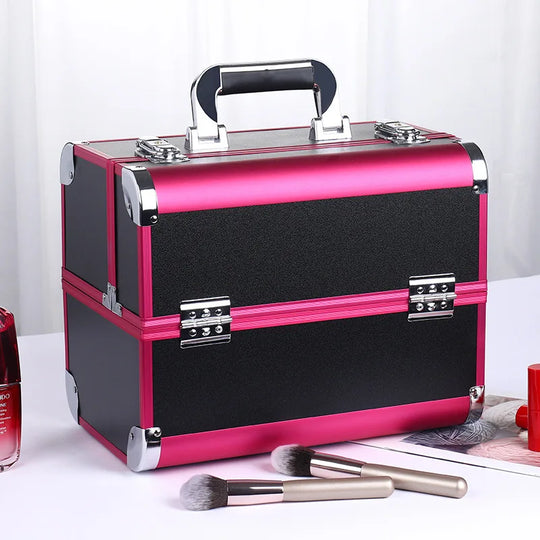 Valise esthétique professionnelle compacte rose corail