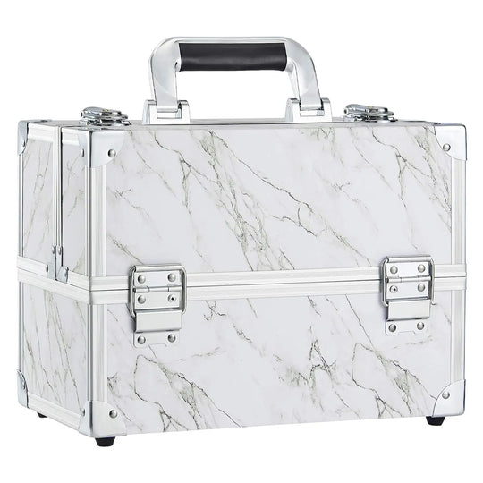 Valise manucure professionnelle portable en marbre blanc