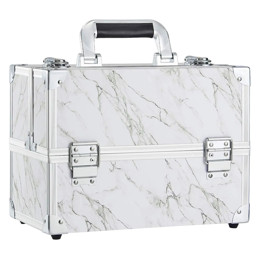 Valise manucure professionnelle portable en marbre blanc