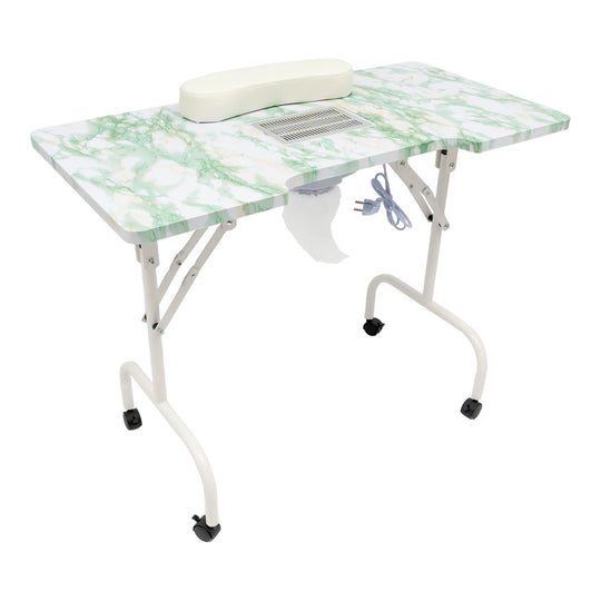 Table de manucure pliable aspirante vert marbre