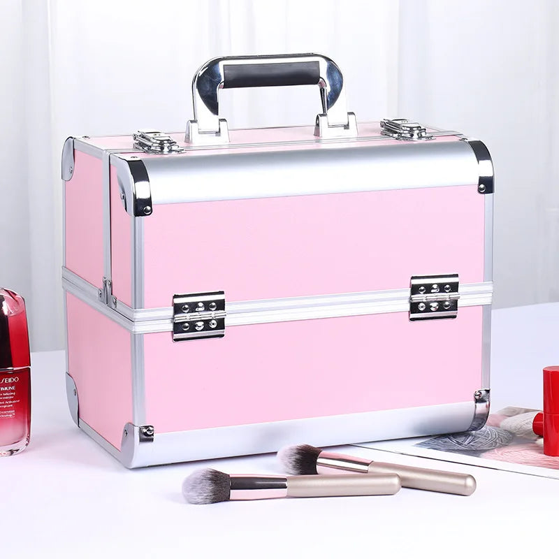 Valise esthétique professionnelle compacte rose corail