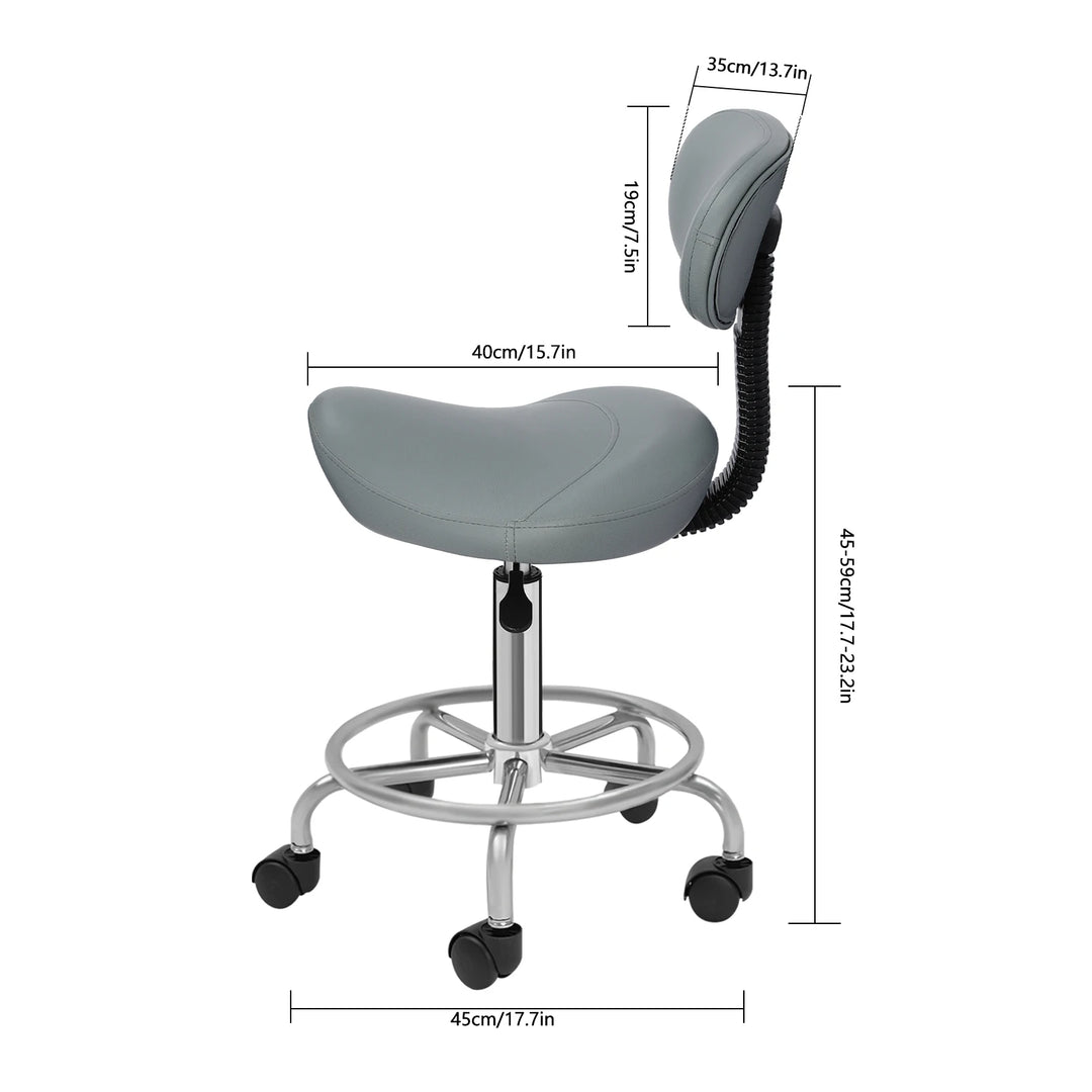 Chaise manucure noire pivotante avec dossier ergonomique