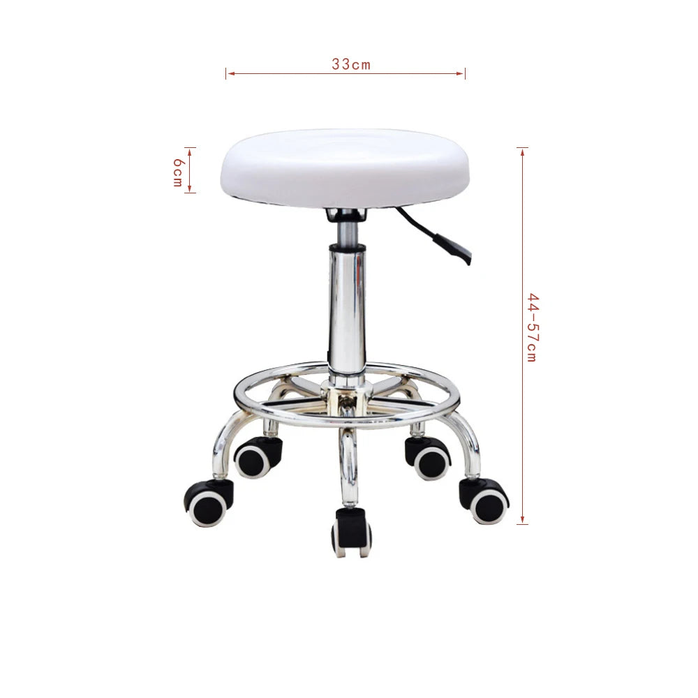 Tabouret blanc en cuir lisse pour salons de beauté