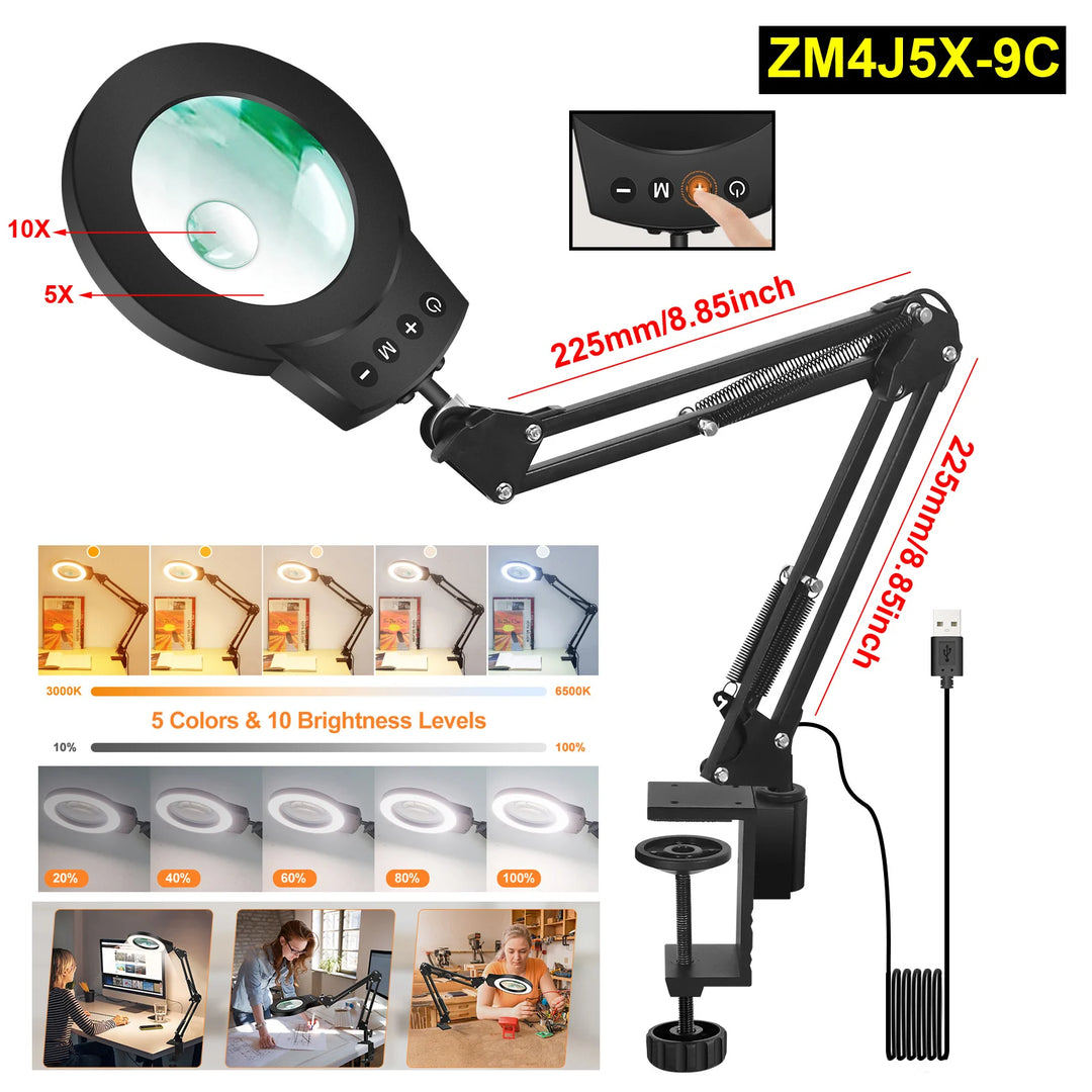 Lampe loupe esthétique bras long pour travaux précis