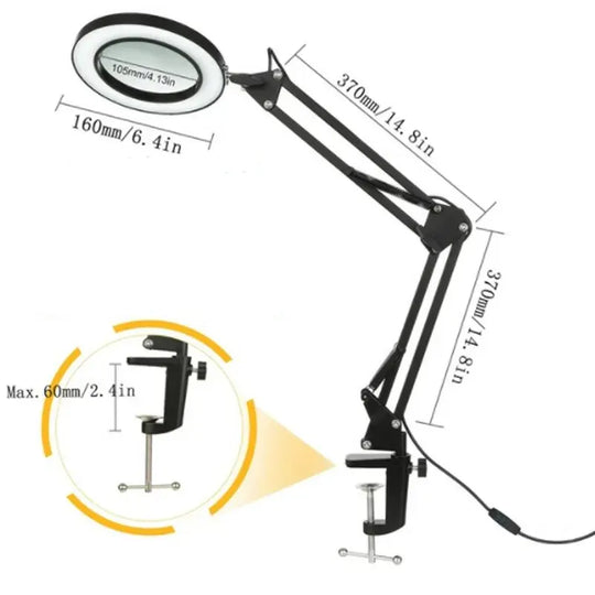 Lampe loupe esthétique 8X/10X avec bras ajustable et LED