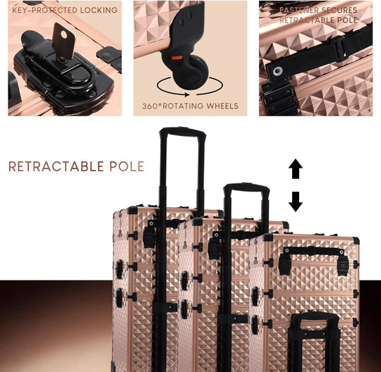 Valise manucure 3 en 1 rose gold pour les professionnels