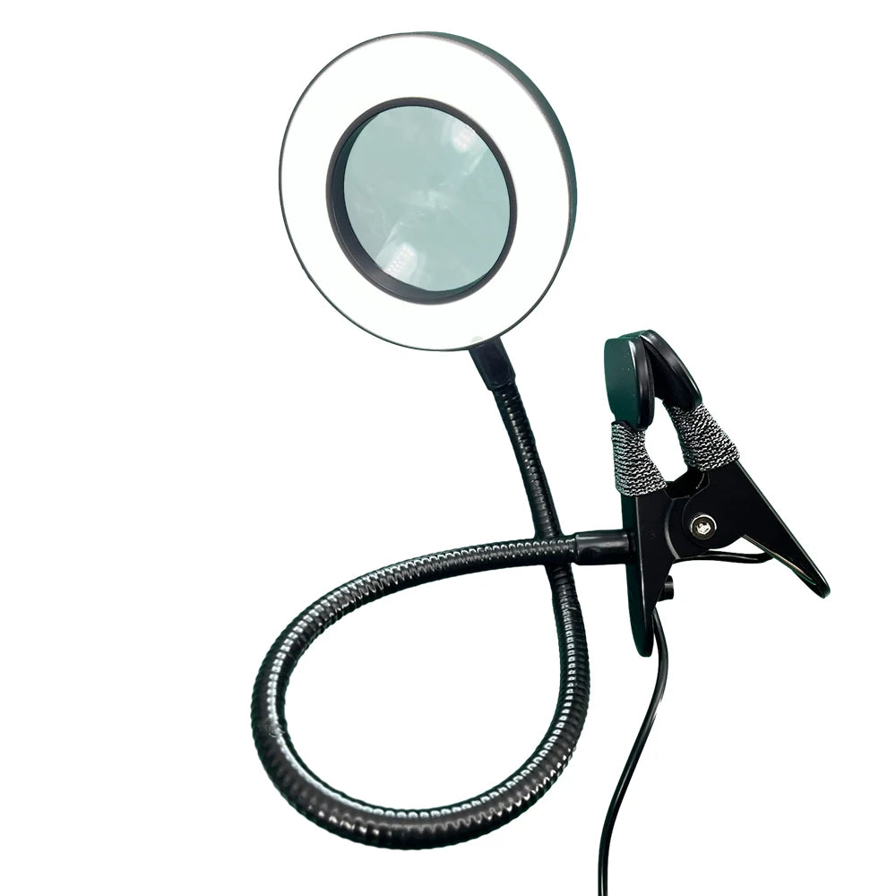 Lampe loupe esthétique avec pince et lumière LED 5X