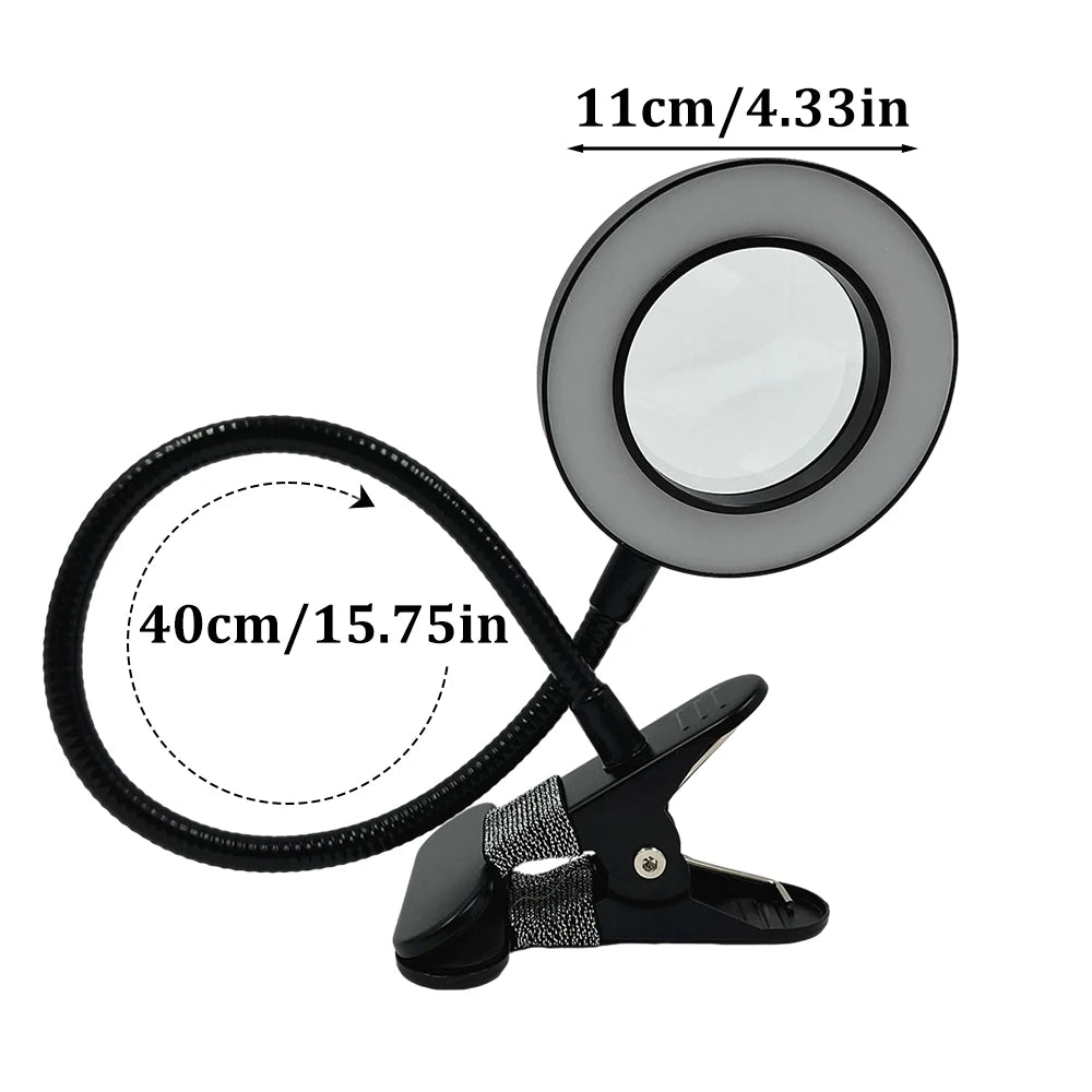 Lampe loupe esthétique avec pince et lumière LED 5X