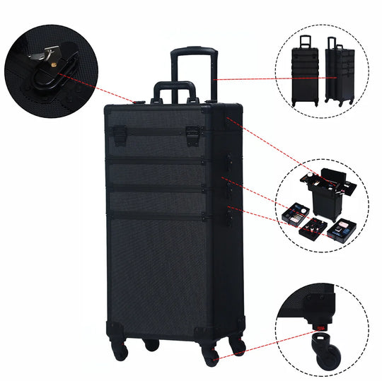 Valise professionnelle à roulettes grande capacité full black