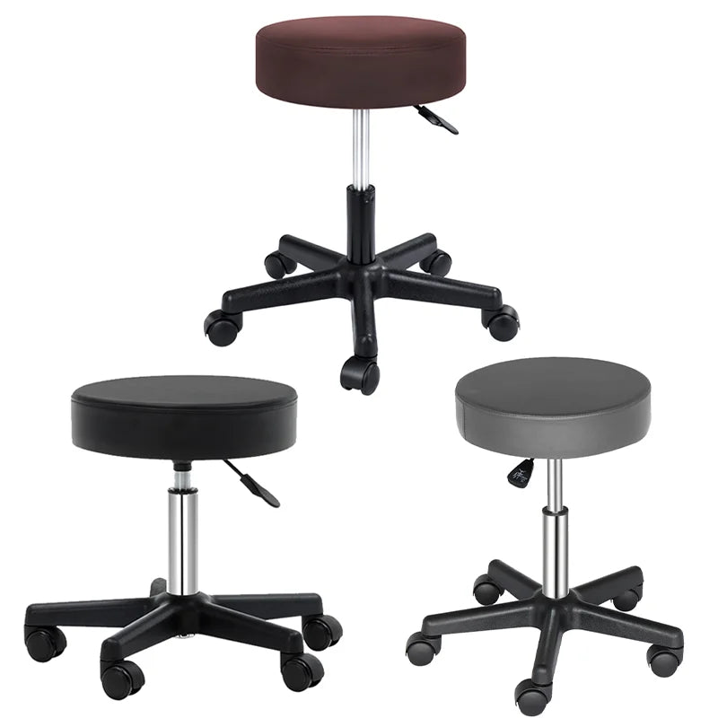 Tabouret rond noir en cuir pour manucure professionnelle