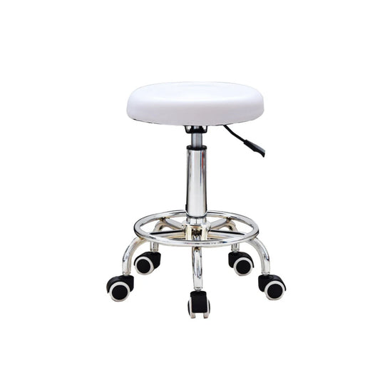 Tabouret blanc en cuir lisse pour salons de beauté