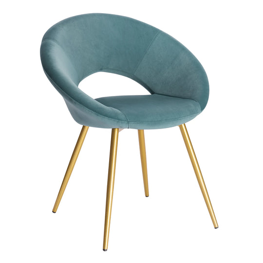 Chaise de manucure bleu marine en velours avec pieds dorés