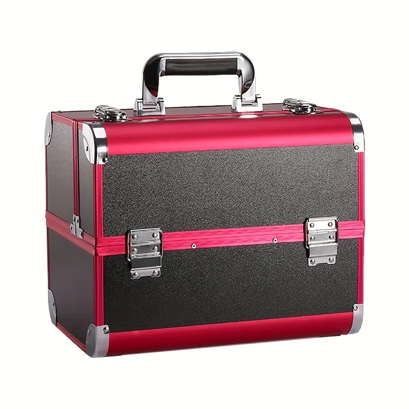 Valise esthétique professionnelle compacte noir et rouge