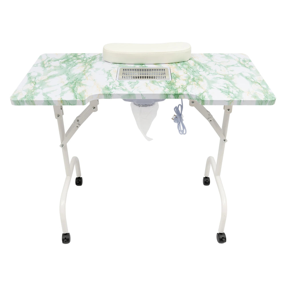 Table de manucure pliable aspirante vert marbre