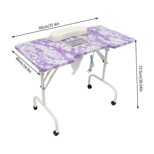 Table de manucure pliable aspirante violet marbre