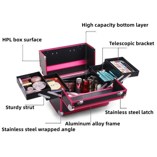 Valise esthétique professionnelle compacte rose corail