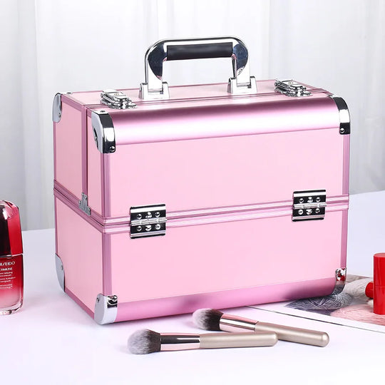 Valise esthétique professionnelle compacte rose corail