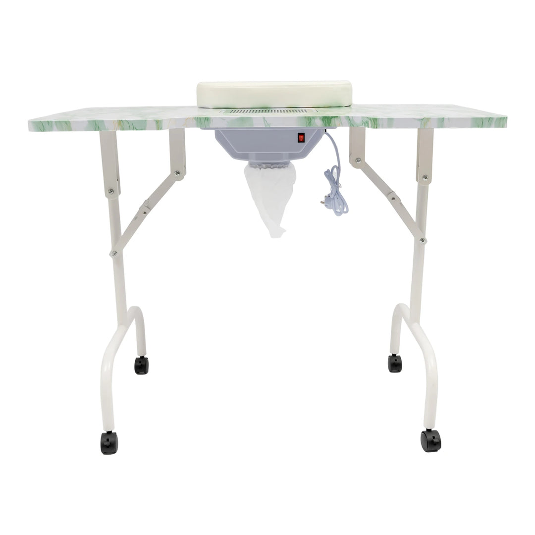 Table de manucure pliable aspirante vert marbre