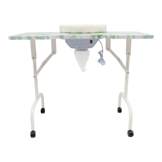 Table de manucure pliable aspirante vert marbre