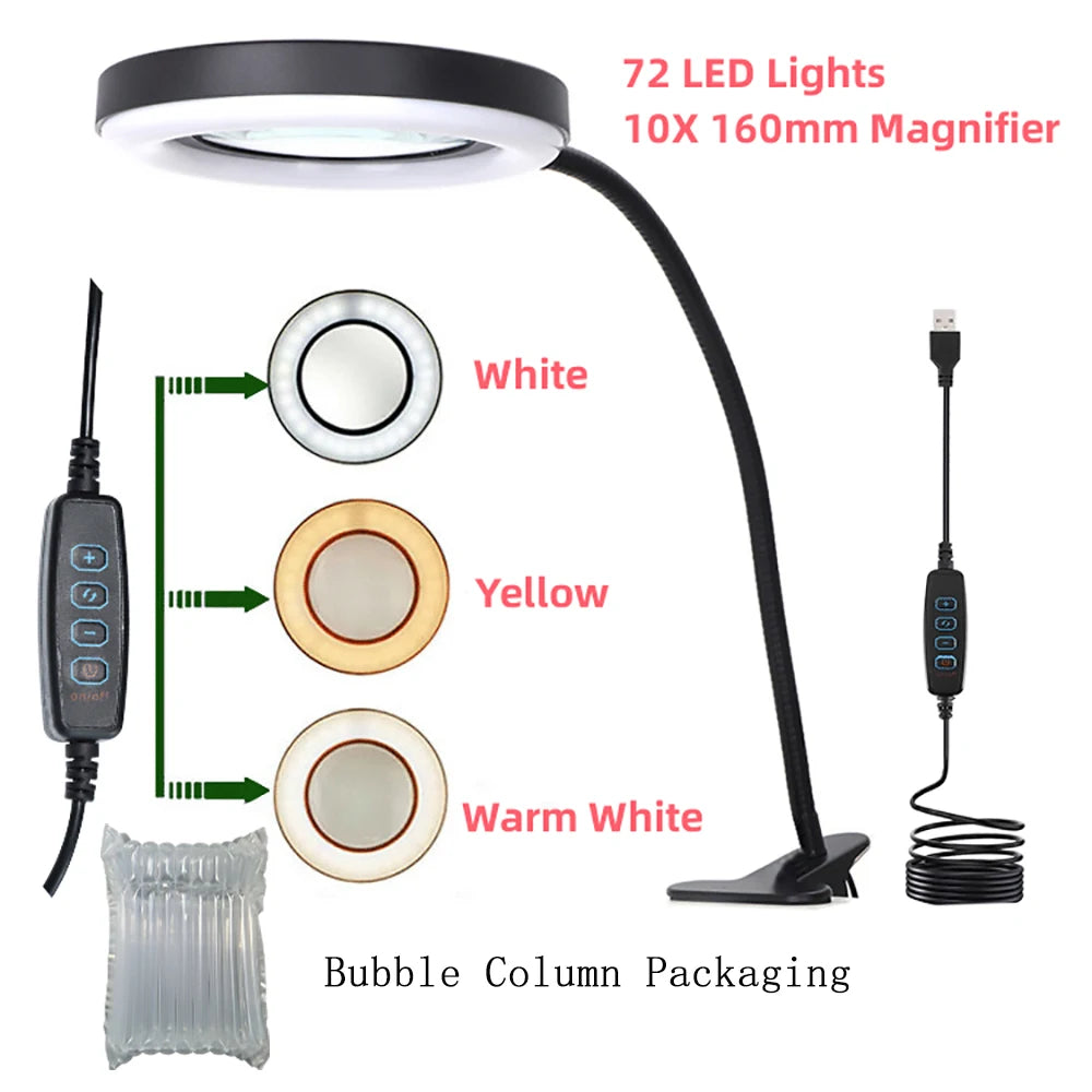 Lampe loupe esthétique LED blanche avec bras articulé