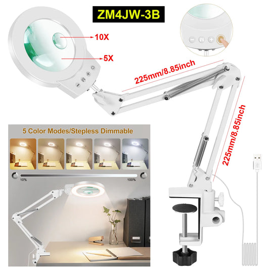 Lampe loupe esthétique bras long pour travaux précis