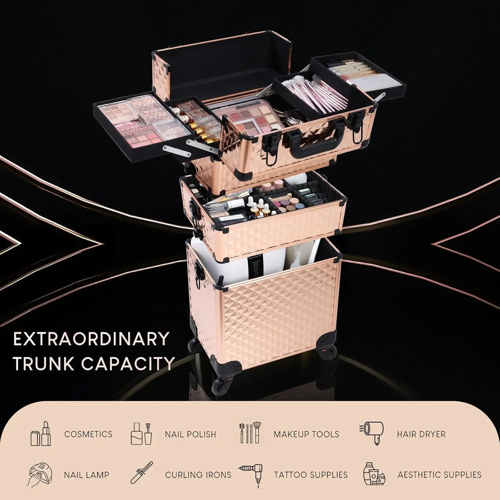 Valise manucure 3 en 1 rose gold pour les professionnels