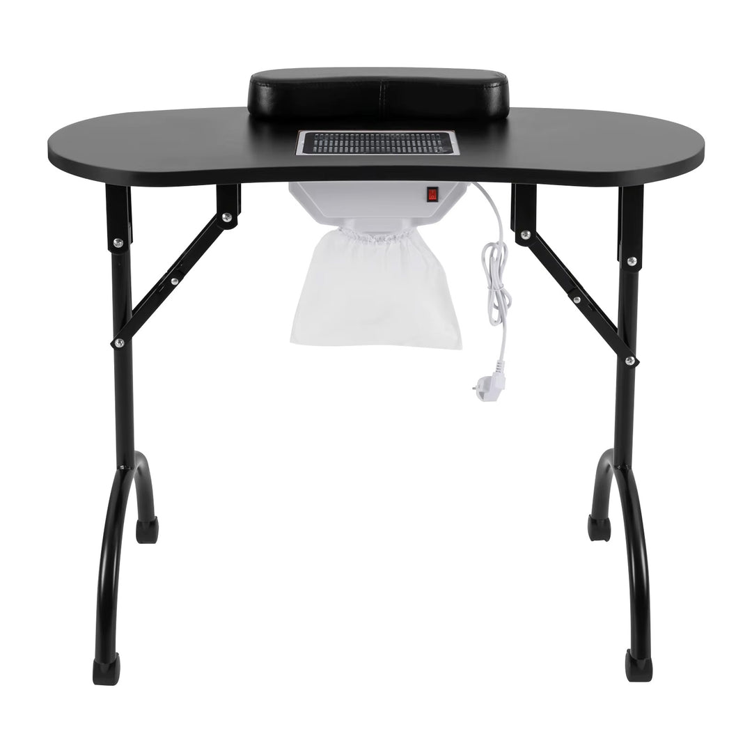 Table manucure noire avec roulettes et aspirateur intégré-Nailona