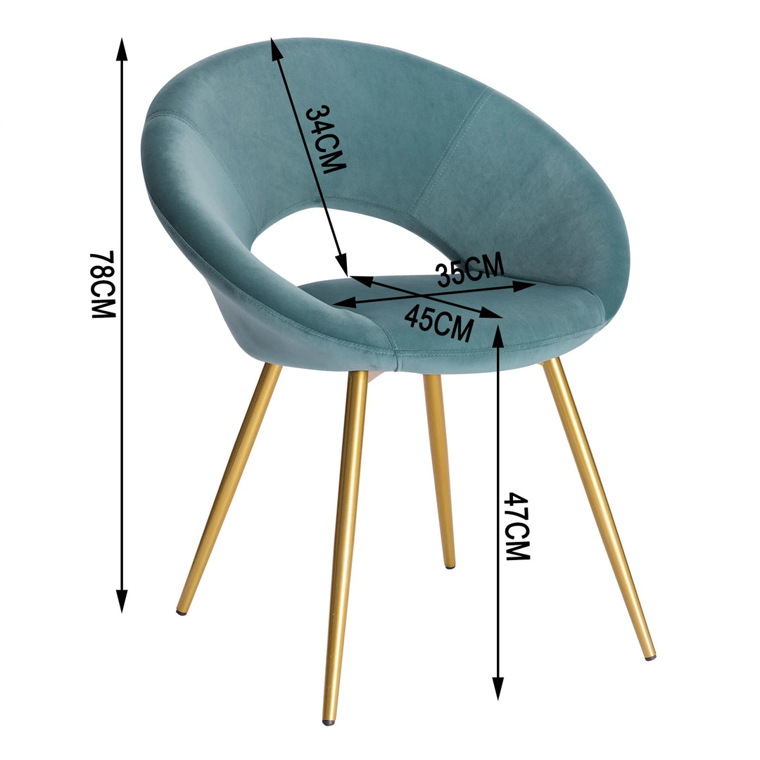 Chaise de manucure bleu marine en velours avec pieds dorés