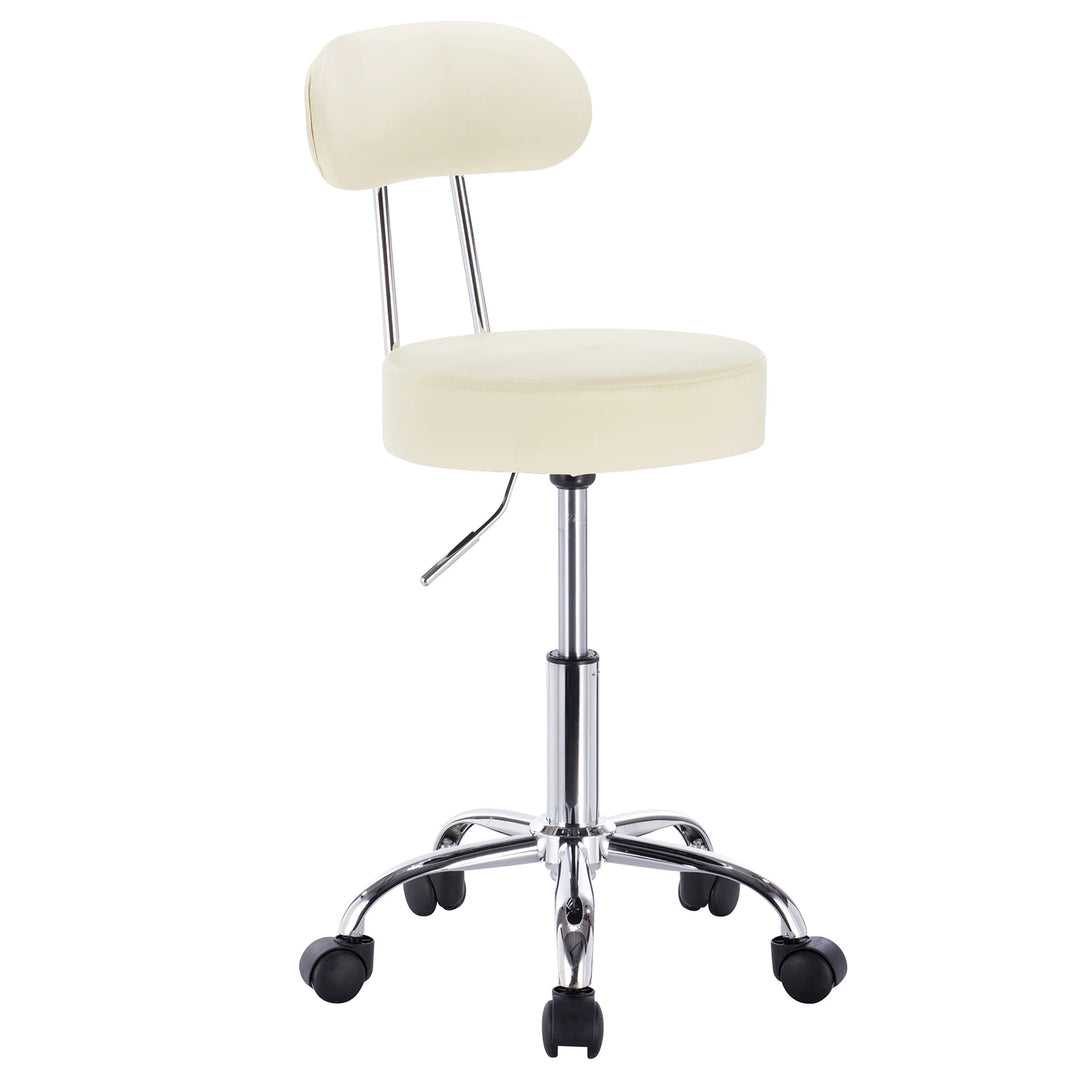 Tabouret manucure blanc minimaliste avec roulettes