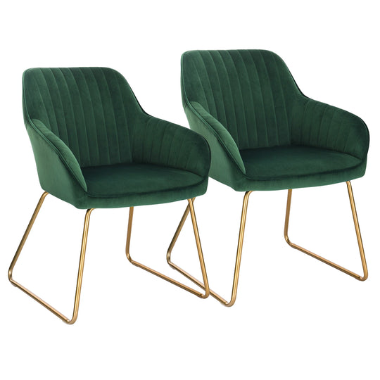 Lot de 2 chaises manucure vert velours au style raffiné