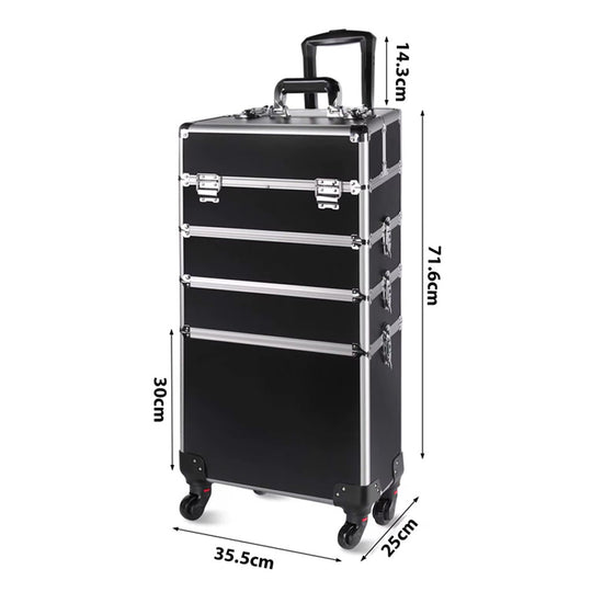 Valise esthétique noire à roulettes grande capacité pro-Nailona