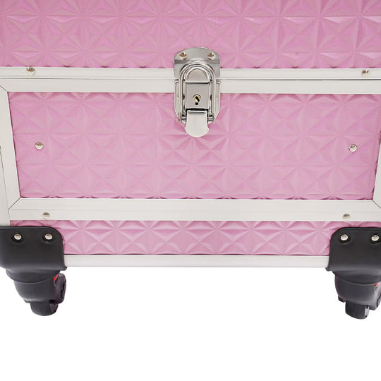 Valise esthétique rose à roulettes aluminium professionnelle-Nailona
