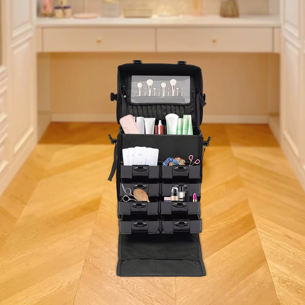 Valise esthétique souple à roulettes avec tiroirs intégrés-Nailona