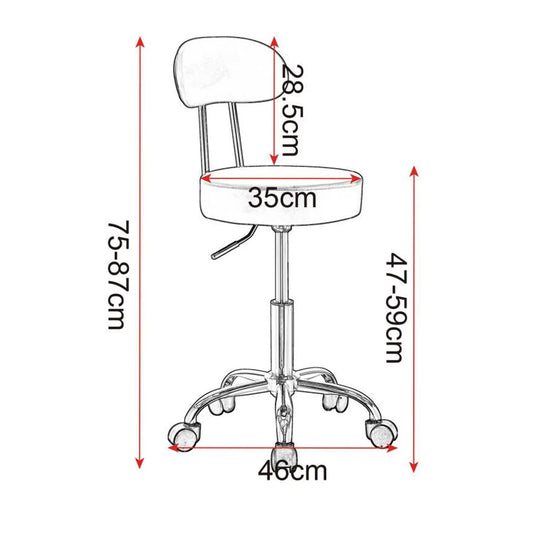 Schéma technique des dimensions de la chaise ergonomique blanche