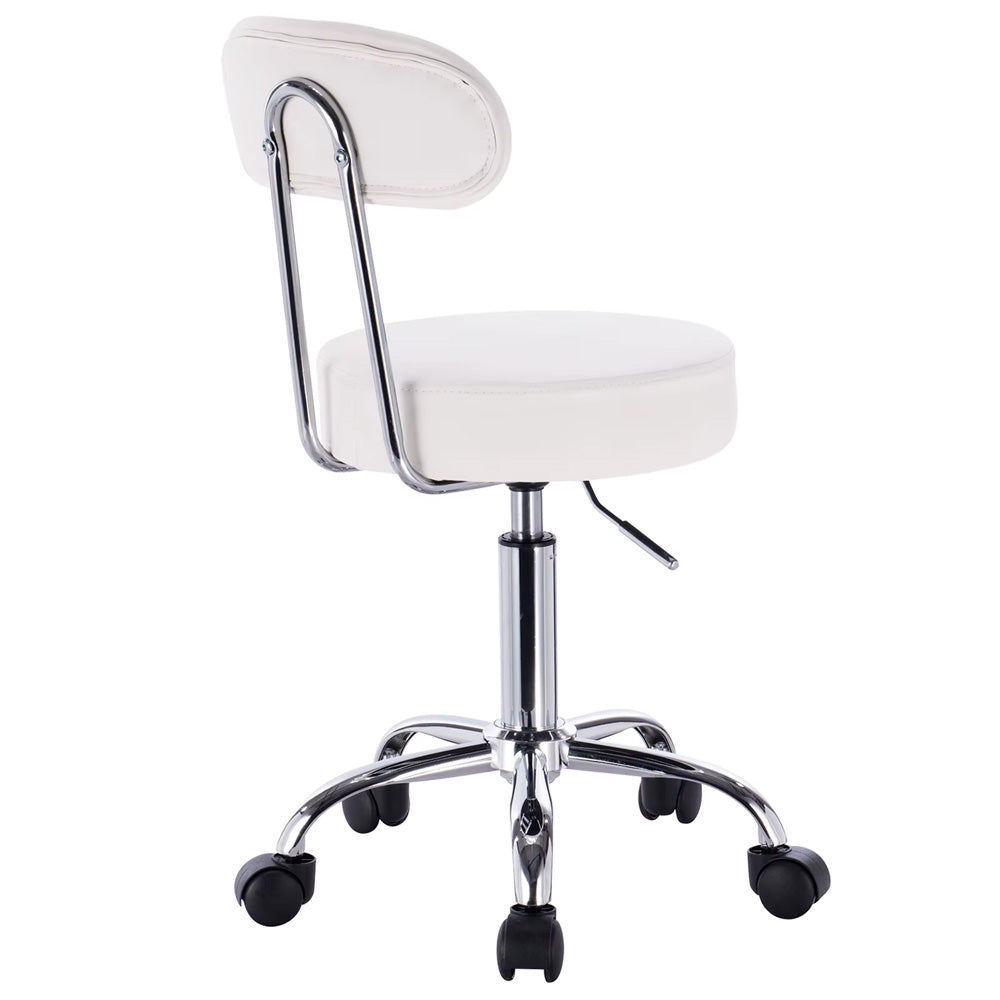Chaise blanche ergonomique avec dossier ajustable, vue de profil
