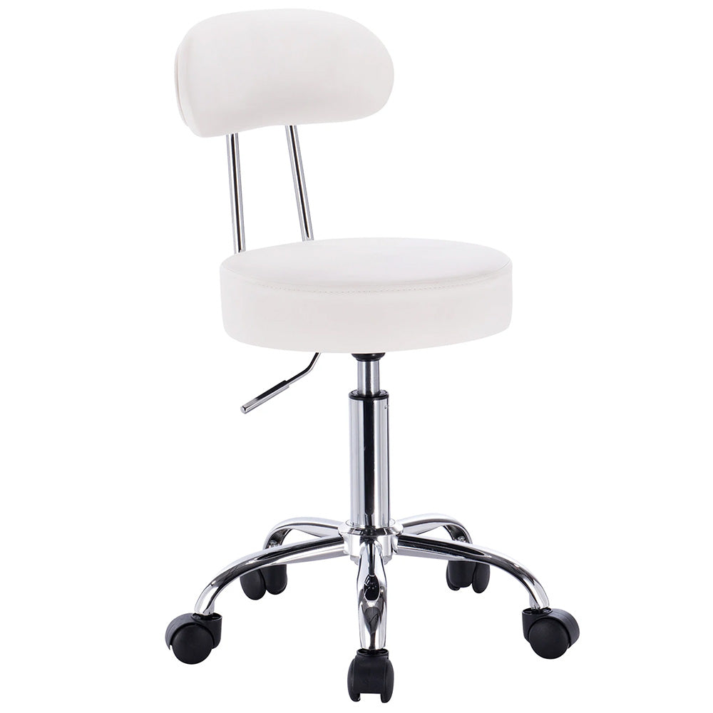 Chaise ergonomique blanche avec dossier ajustable, vue de face