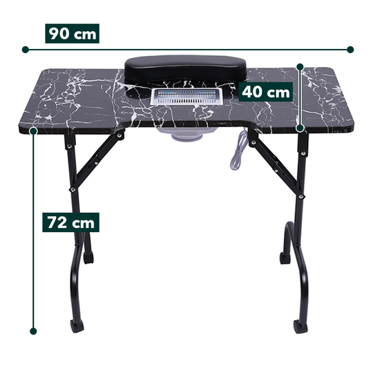 Dimensions de la table manucure pliable et portable 