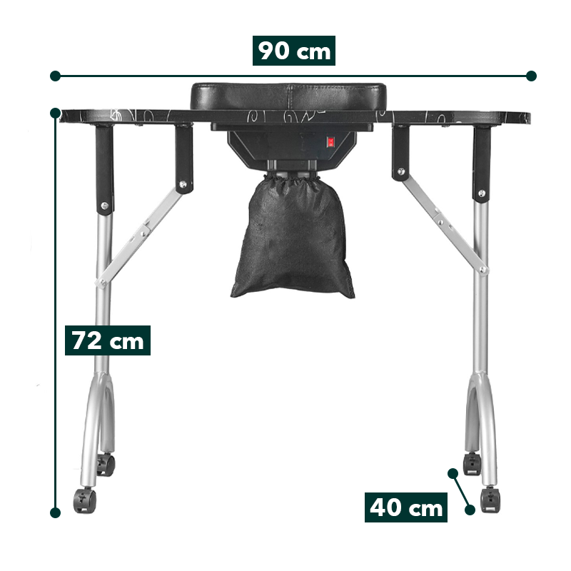 Détails et dimensions de la table manucure