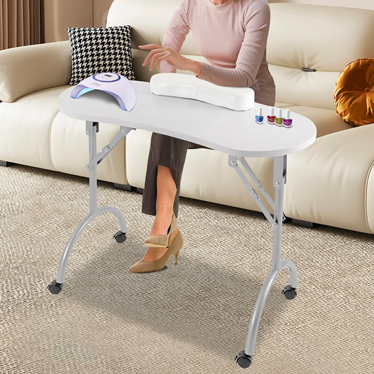 Table manucure pliable débutant avec rangement blanche