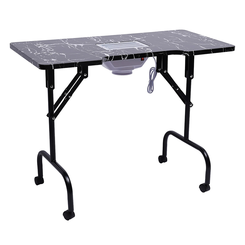 Table manucure pliable et portable avec aspiration fond blanc vue de face