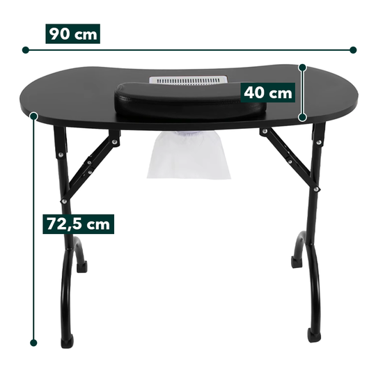 Taille et dimensions de la table manucure pliante avec aspirateur Nailona